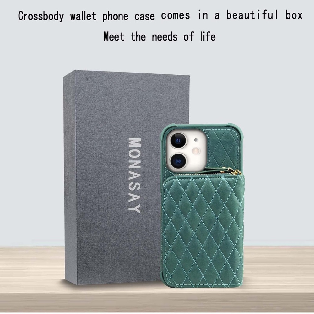 Green Crossbody Wallet Phone Case